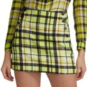 Alice + Olivia Women's Skirt in Freedom Plaid Lime Punch